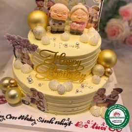 BÁNH SINH NHẬT HAI TẦNG CHO BỐ. ÔNG BÀ KỈ NIỆM NGÀY CƯỚI .