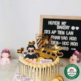 Bánh kem xe hơi vàng đẳng cấp 001