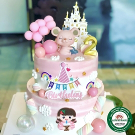BÁNH SINH NHẬT HAI TẦNG TONE HỒNG