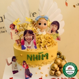 BÁNH SINH NHẬT TONE VÀNG XINH CHO BÉ GÁI