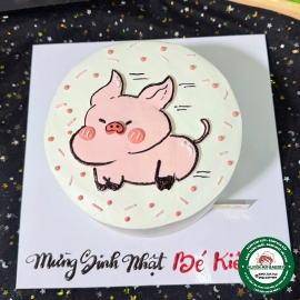 Bánh Kem vẽ con heo 01