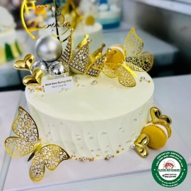 bánh kem vương miện tone vàng nhạt 1008