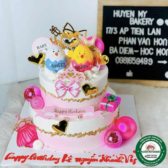 Bánh Kem 2 con gà con vàng đáng yêu