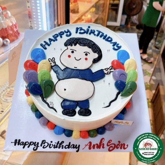 bánh kem vẽ bé trai 