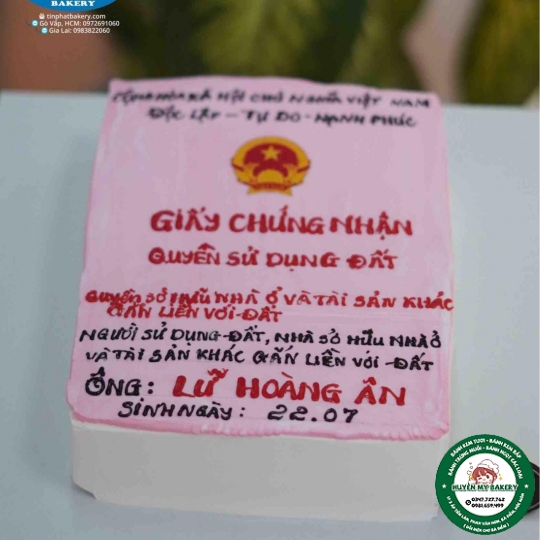 Bánh kem vẽ sổ hồng sổ đỏ 510